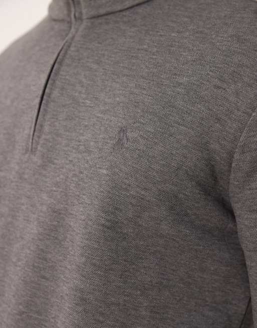 Polo Ralph Lauren icon logo lightweight double knit tech half zip sweatshirt in grey marl, 5 of 5