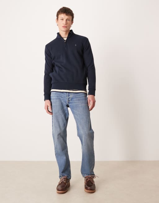 Polo Ralph Lauren icon logo lightweight double knit tech half zip sweatshirt in navy, 2 of 5