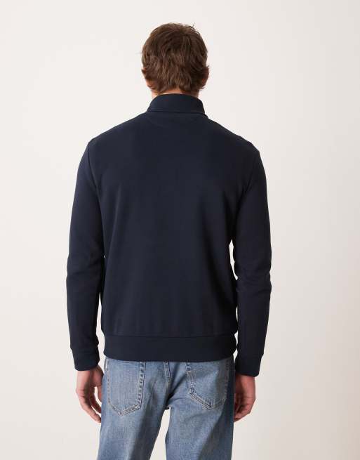 Polo Ralph Lauren icon logo lightweight double knit tech half zip sweatshirt in navy, 3 of 5
