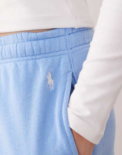 Polo Ralph Lauren icon logo lightweight fleece drawstring sweatpant in light blue, 5 of 5