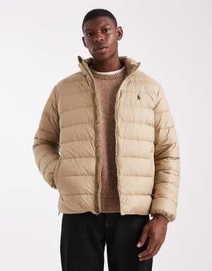 Polo Ralph Lauren icon logo lightweight insulated puffer jacket in khaki beige