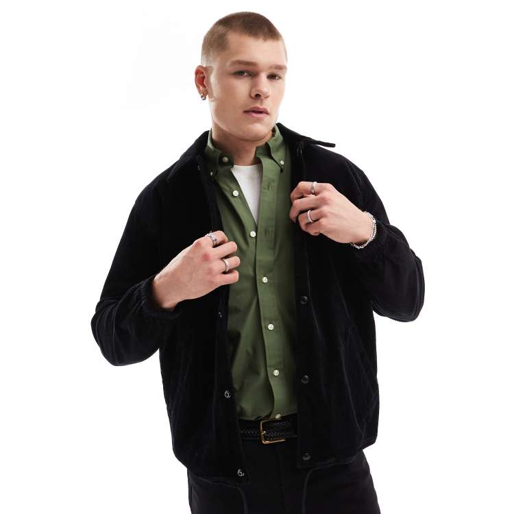 Polo Ralph Lauren icon logo lined cord coach jacket in black | ASOS