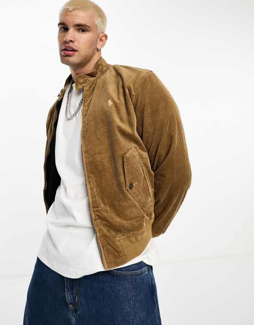 Polo Ralph Lauren icon logo lined cord harrington jacket in tan