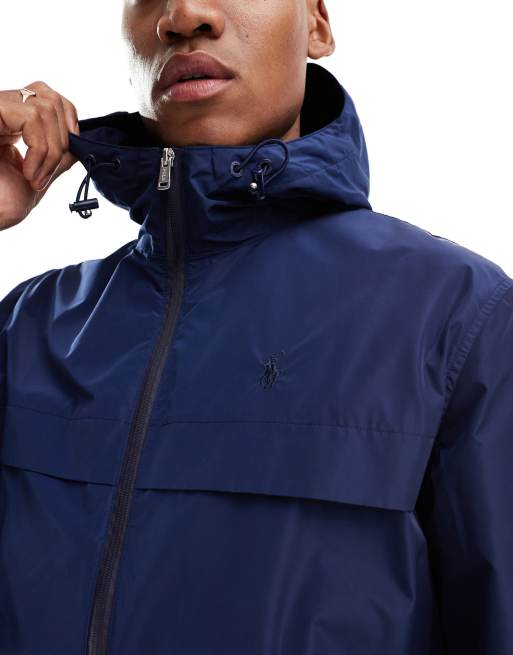 Polo Ralph Lauren icon logo lined hooded windbreaker jacket in navy ASOS