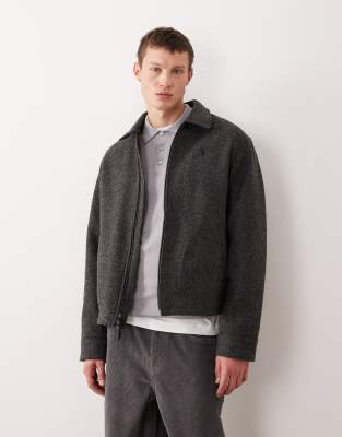 Polo Ralph Lauren Polo Ralph Lauren icon logo lined wool twill harrington in charcoal marl-Grey