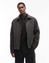 Polo Ralph Lauren Bayport herringbone print sweat jacket in dark grey marl