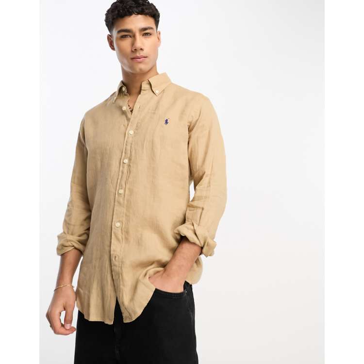 Linen polo shirt sale