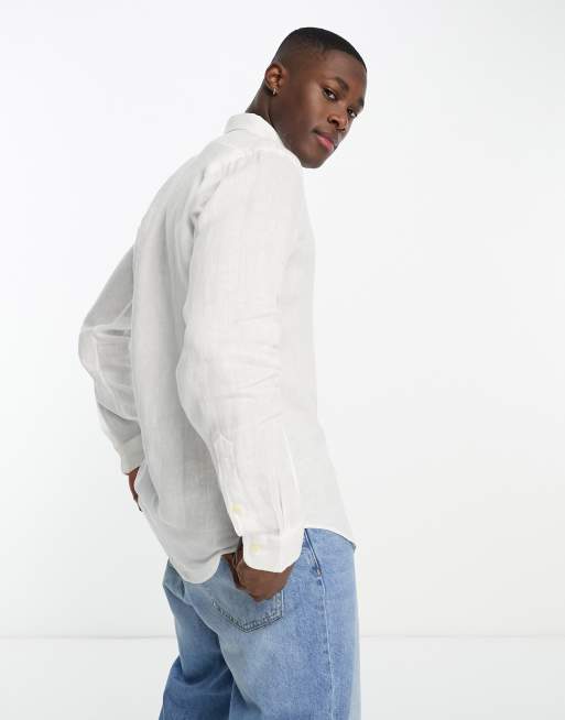 Ralph lauren white linen best sale shirt mens