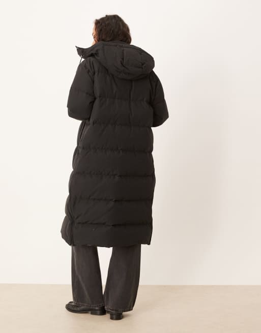 Polo Ralph Lauren icon logo long hooded puffer jacket in black, 4 of 4