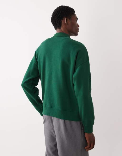 Polo Ralph Lauren icon logo long sleeve collared sweatshirt in green, 3 of 5