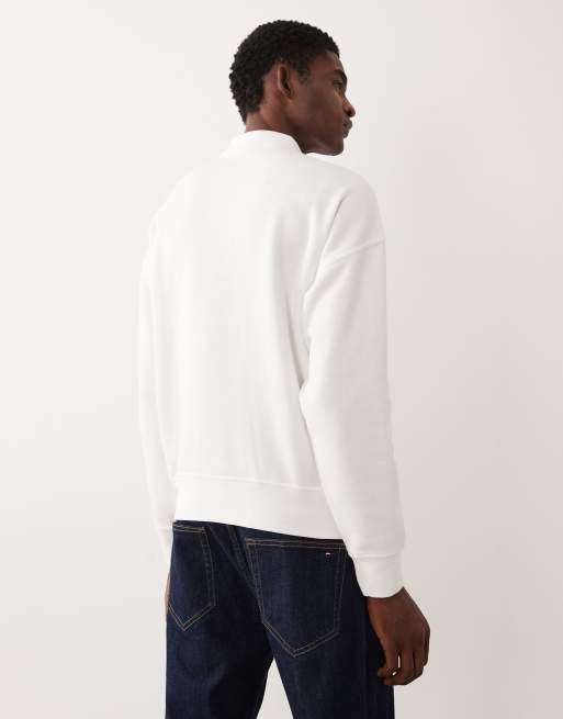 Polo Ralph Lauren icon logo long sleeve collared sweatshirt in white, 3 of 5