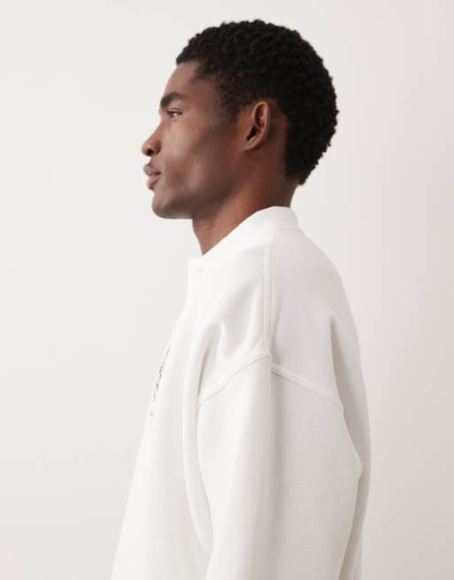 Polo Ralph Lauren icon logo long sleeve collared sweatshirt in white, 5 of 5