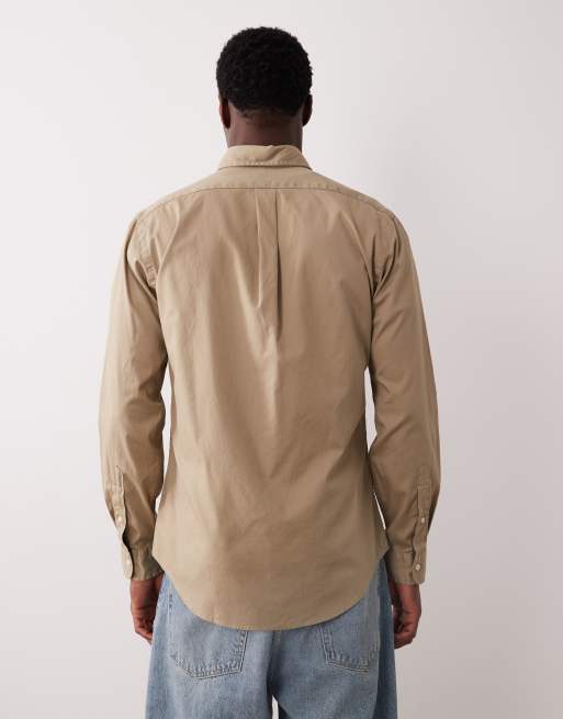Polo Ralph Lauren icon logo long sleeve shirt in brown, 3 of 5