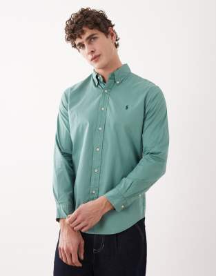 Polo Ralph Lauren Men's Green Icon Logo Long Sleeve Shirt In