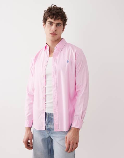 Polo Ralph Lauren icon logo long sleeve shirt in pink - view 1