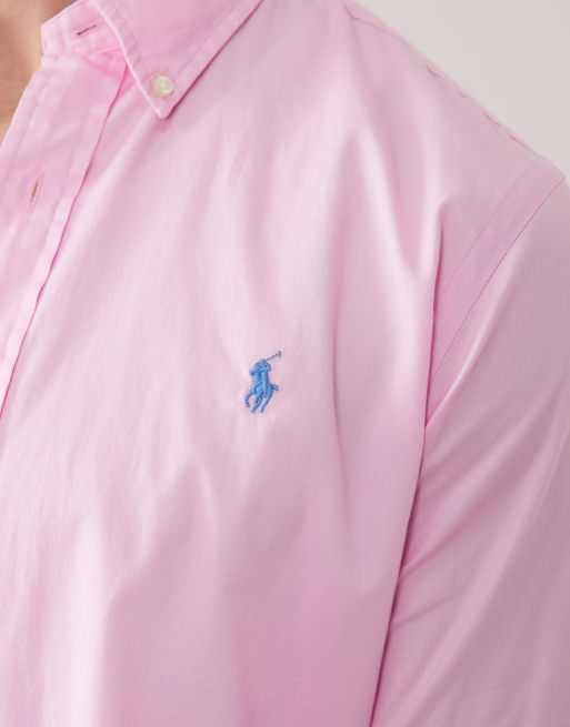 Polo Ralph Lauren icon logo long sleeve shirt in pink, 5 of 5
