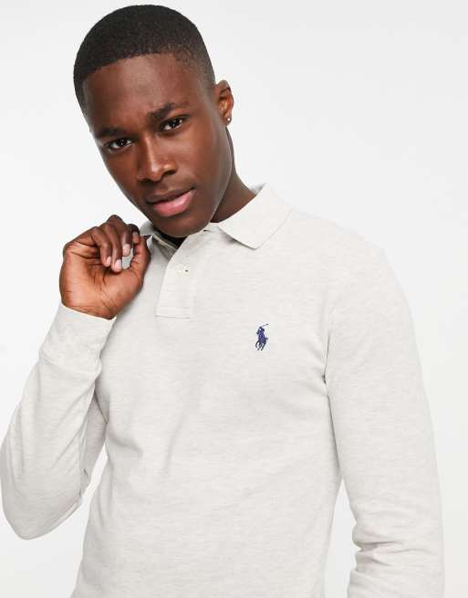 Polo ralph lauren slim fit shop long sleeve polo shirt white