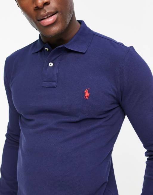 Slim Fit Navy Long Sleeve Ralph Lauren Polo Slim Fit Oxford Shirt