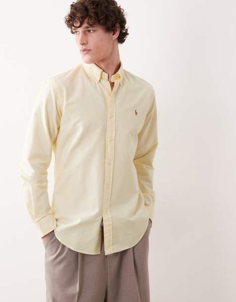 Polo Ralph Lauren icon logo long sleeve striped shirt in yellow  - view 1