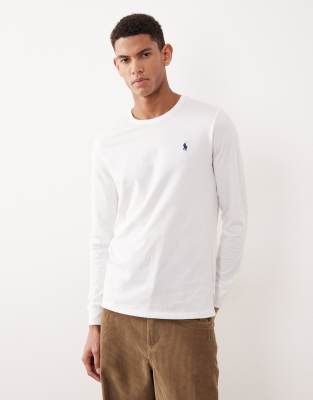 Polo Ralph Lauren icon logo long sleeve t-shirt custom fit in white