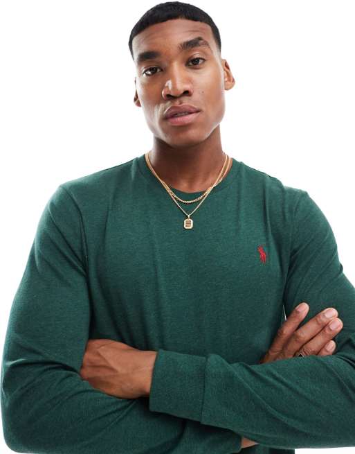 Dark green long sleeve polo best sale