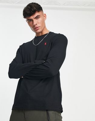 Polo Ralph Lauren icon logo long sleeve top classic oversized fit in black - ASOS Price Checker