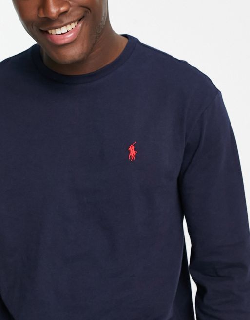 Polo Ralph Lauren icon logo long sleeve top classic oversized fit in navy |  ASOS