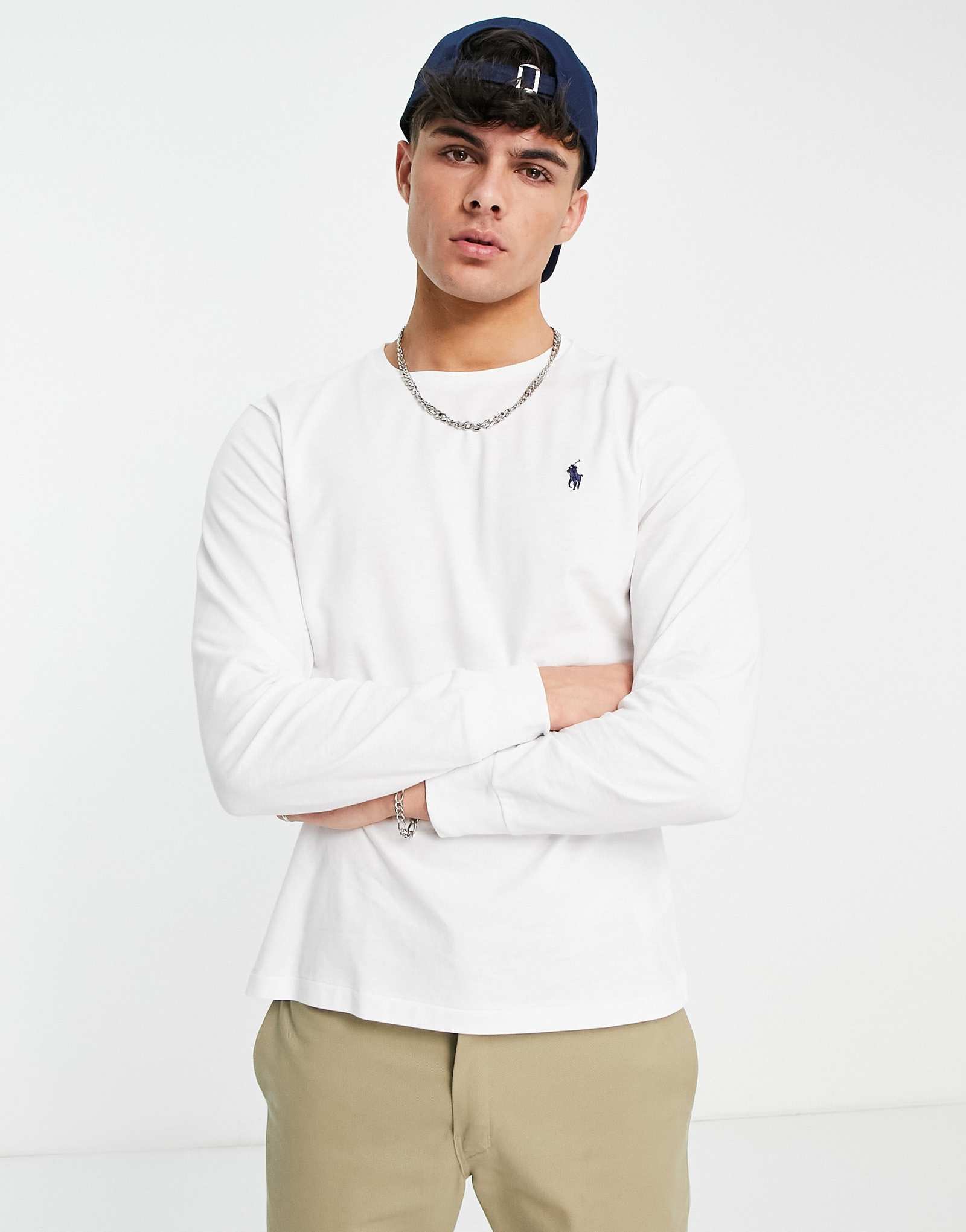 Белый топ с длинным рукавом и логотипом Polo Ralph Lauren icon