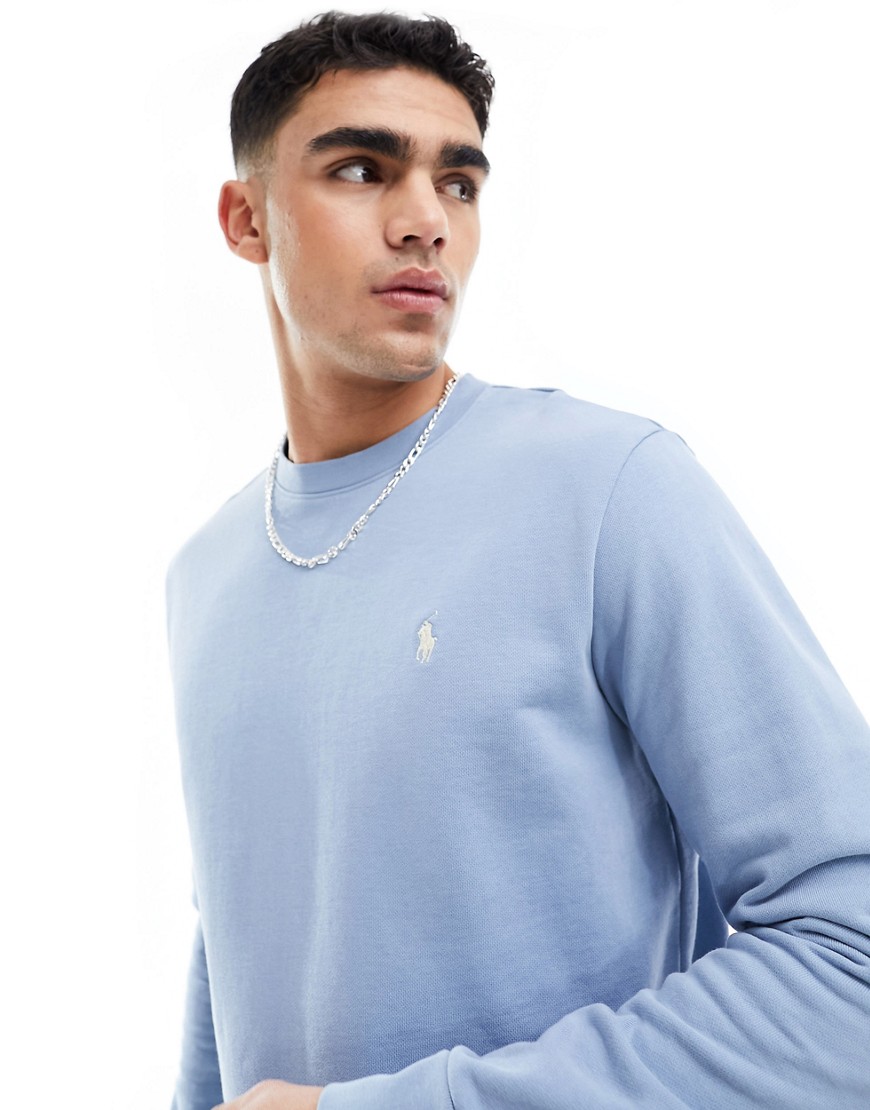 Polo Ralph Lauren icon logo loopback terry sweatshirt in light blue