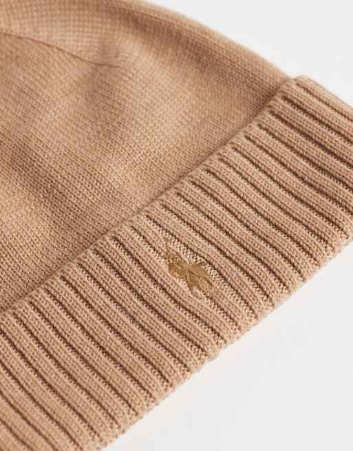 Polo Ralph Lauren icon logo merino wool knit beanie in camel tan, 3 of 3