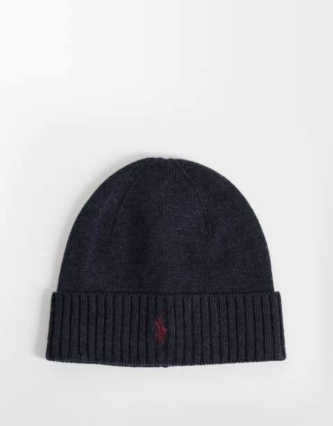 Polo Ralph Lauren icon logo merino wool knit beanie in charcoal marl - view 1