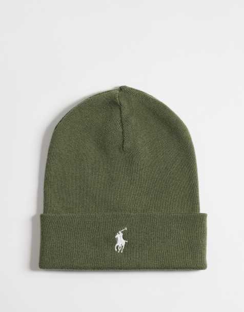 Polo Ralph Lauren icon logo merino wool knit beanie in khaki - view 1