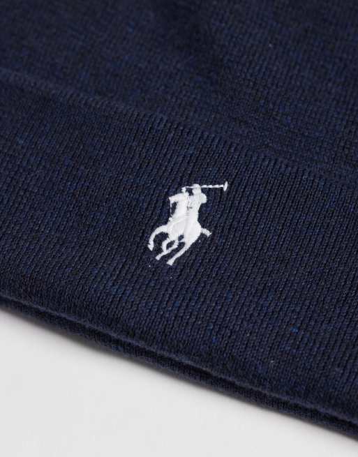 Polo Ralph Lauren icon logo merino wool knit beanie in navy, 2 of 3