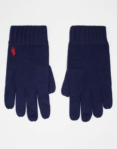 Polo Ralph Lauren icon logo merino wool knit gloves in navy - view 1