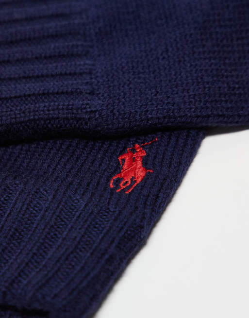 Polo Ralph Lauren icon logo merino wool knit gloves in navy, 2 of 3