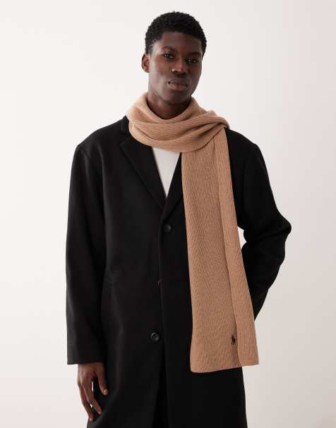Polo Ralph Lauren icon logo merino wool knit scarf in camel marl - view 1