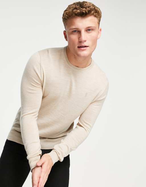 Polo Ralph Lauren icon logo merino wool knit sweater in beige heather | ASOS