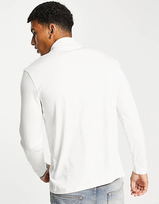 Polo Ralph Lauren Cotton Icon Logo Mock Neck Long Sleeve Top in White for Men Mens Clothing T-shirts Long-sleeve t-shirts 
