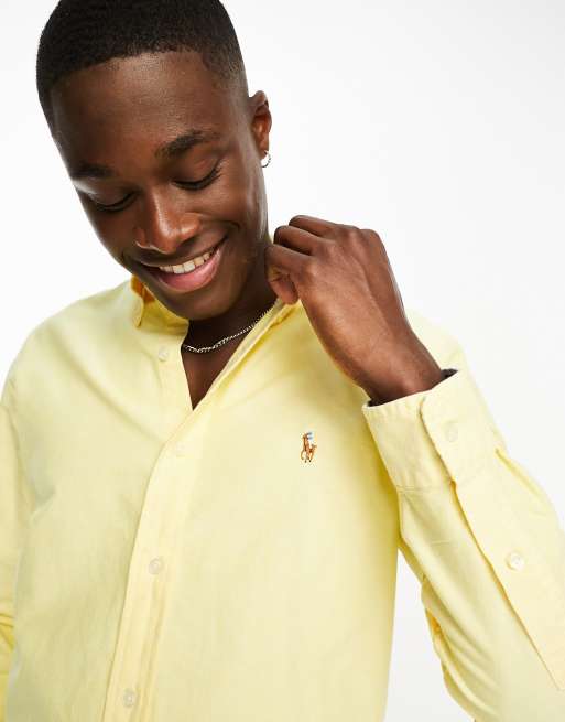 Polo Ralph Lauren icon logo oxford shirt custom fit in yellow | ASOS