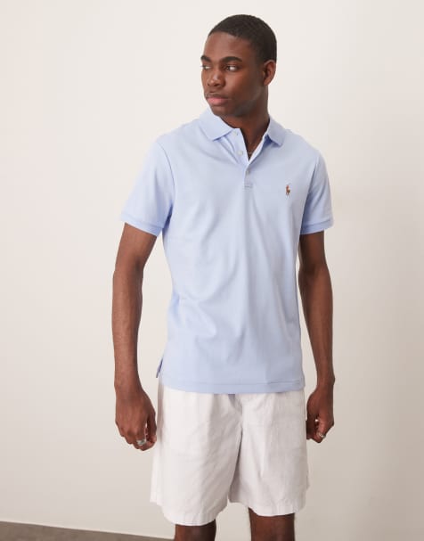 Polo Ralph Lauren icon logo pima cotton polo in light blue - view 1