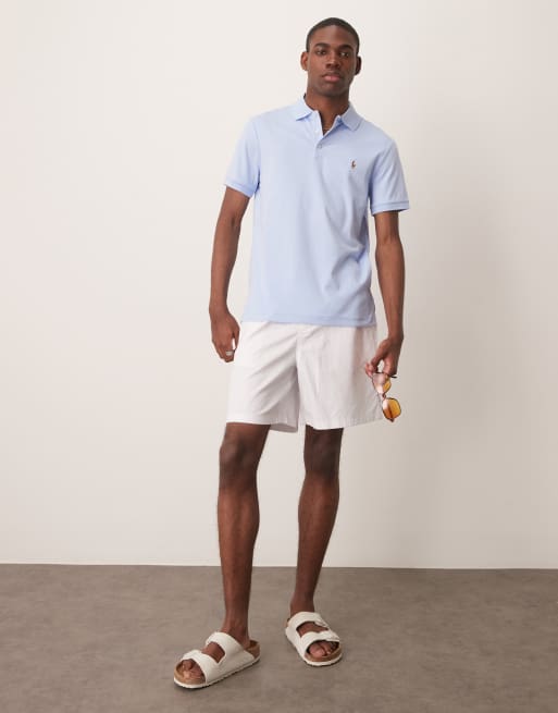 Polo Ralph Lauren icon logo pima cotton polo in light blue, 4 of 4