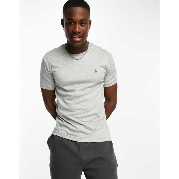 Polo Ralph Lauren icon logo pima cotton t-shirt custom fit in grey