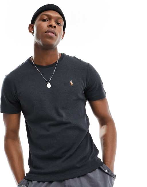 Polo Ralph Lauren SHORT SLEEVE - Basic T-shirt - black marl heather/black 