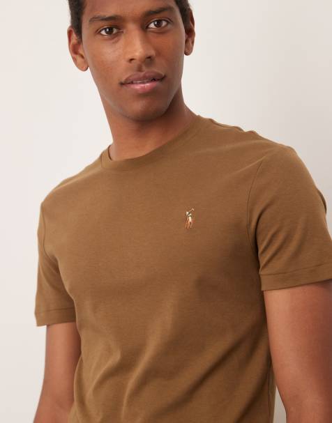 Polo Ralph Lauren icon logo pima cotton t-shirt in brown - view 1