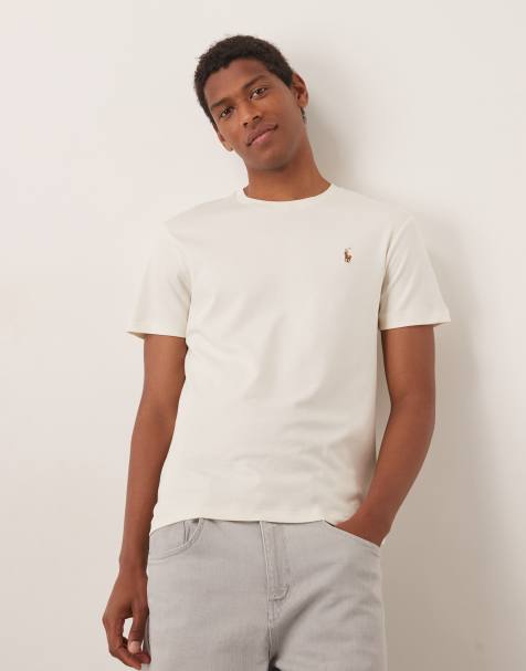 Polo Ralph Lauren icon logo pima cotton t-shirt in cream - view 1