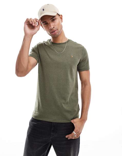 Polo Ralph Lauren icon logo pima cotton t-shirt in dark green marl - view 1