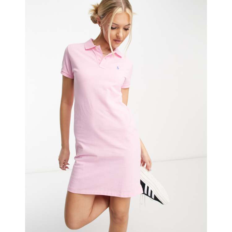 Polo Ralph Lauren icon logo pique polo dress in pink | ASOS