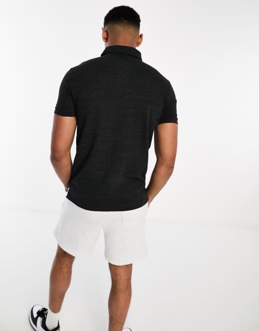 Polo Ralph Lauren icon logo pique polo slim fit in black marl | ASOS