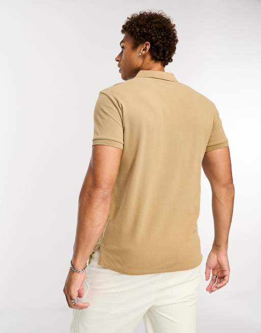 Polo Ralph Lauren icon logo pique polo slim fit in tan