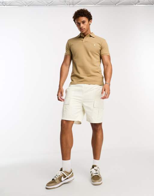 Polo Ralph Lauren icon logo pique polo slim fit in tan